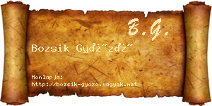 Bozsik Győző névjegykártya